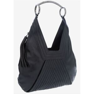 VINTAGE RARE 2002 Costume National Metal Horseshoe Double Ring Crescent BLK Bag